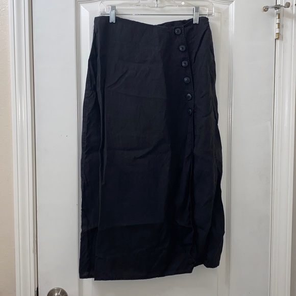 Free People Dresses & Skirts - Free People Womens Skirt Black Button Side Split Linen Midi